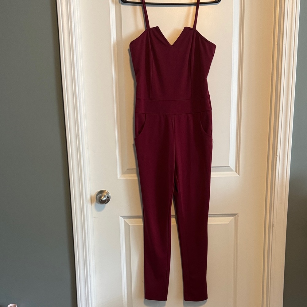 CBR Burgundy Spaghetti Strap Jumpsuit